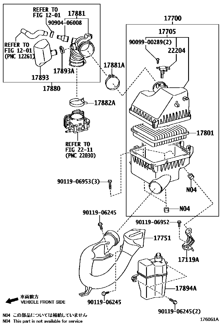 Toyota RAV4 Air Cleaner EPC diagram — 176061A