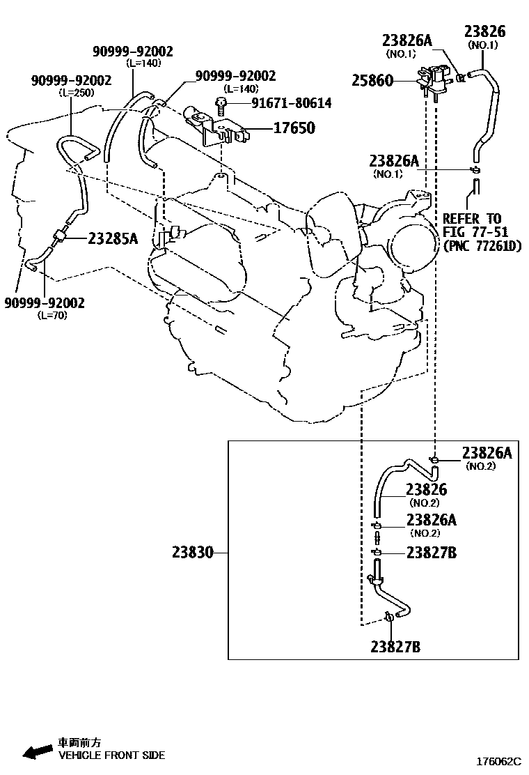 Toyota RAV4 vacuum tube EPC diagram — 176062C
