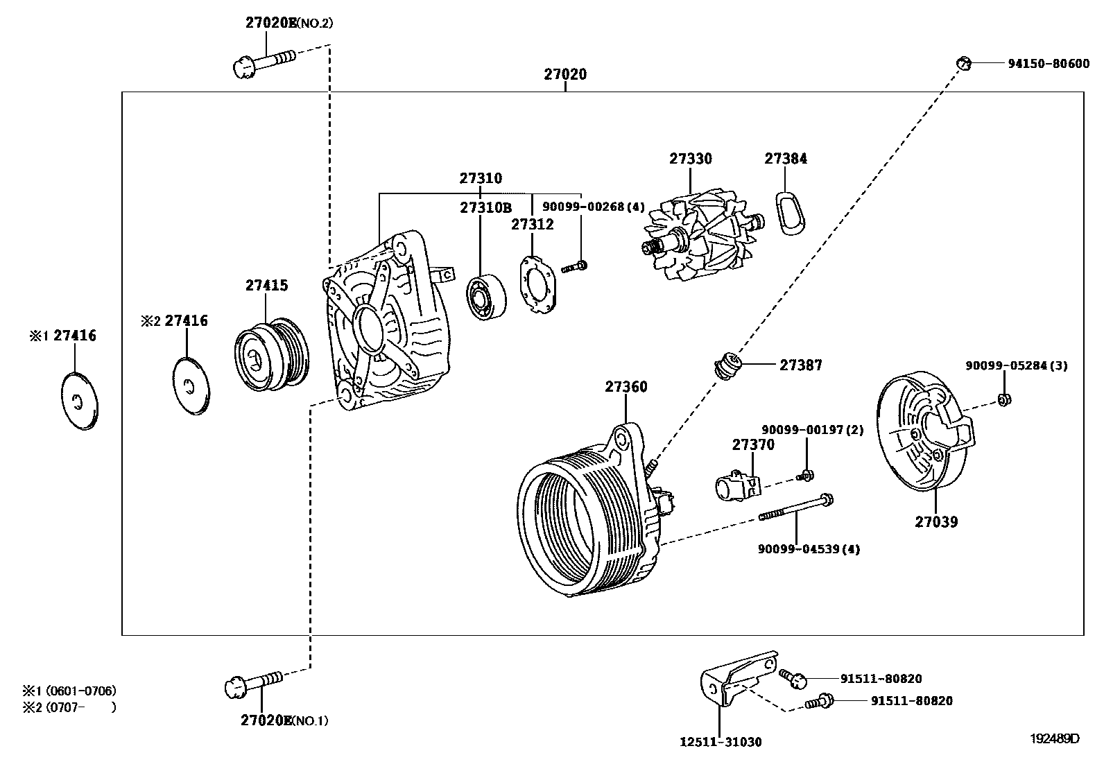 Toyota RAV4 Alternator EPC diagram — 192489D