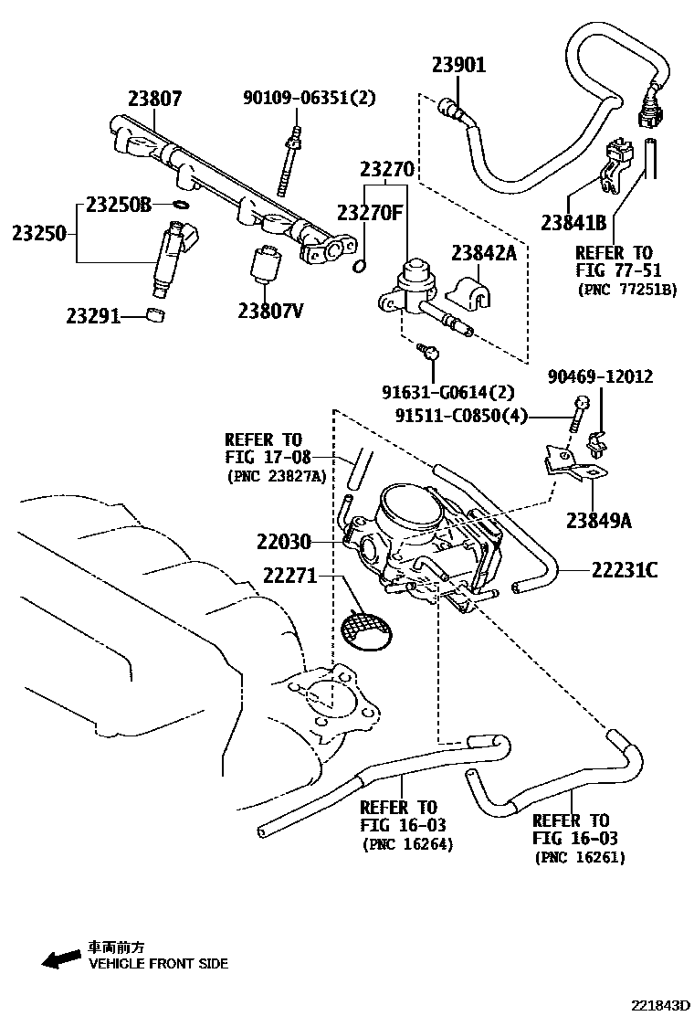 Toyota RAV4 燃油喷射系统 EPC diagram — 221843D