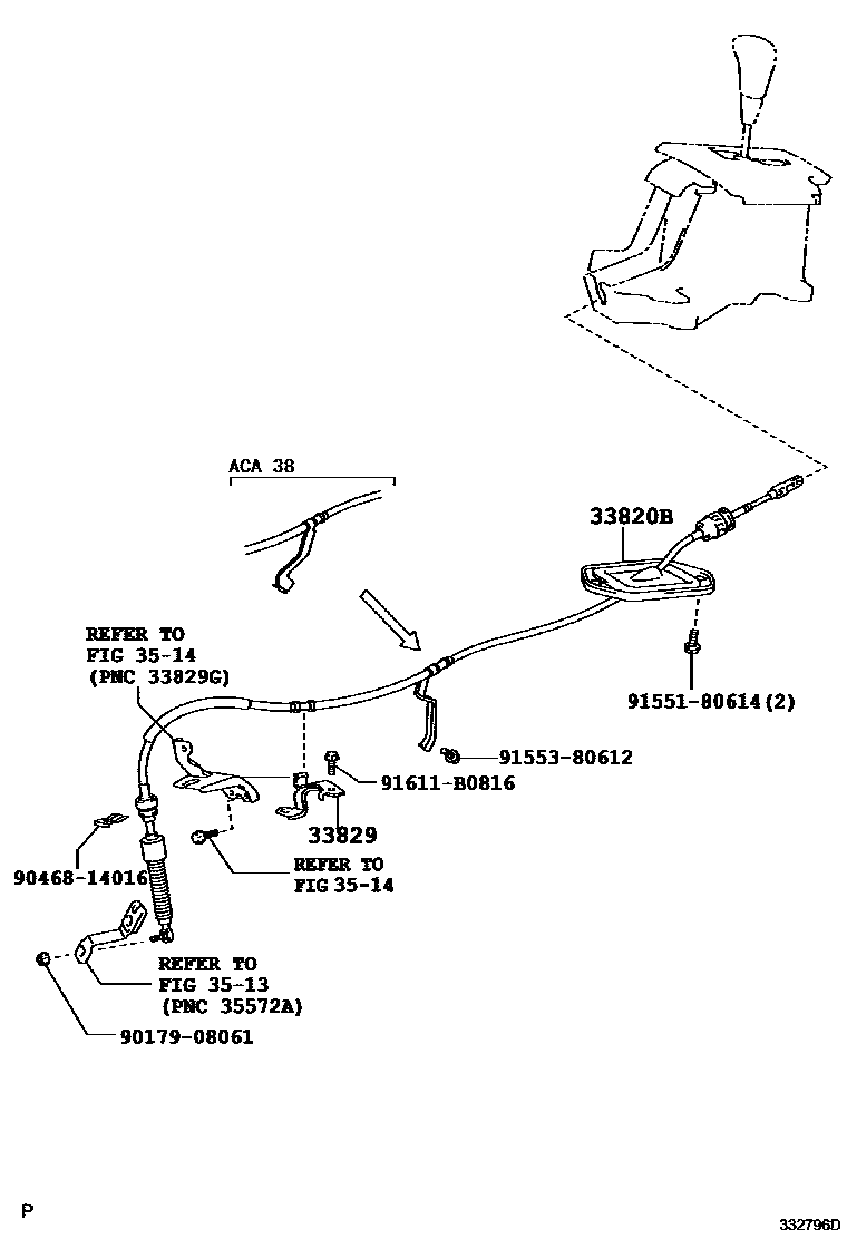 Toyota RAV4 Shift Lever & Retainer EPC diagram — 332796D