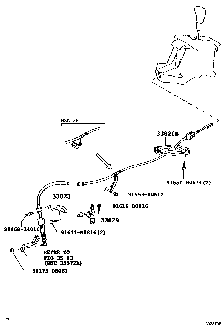 Toyota RAV4 Shift Lever & Retainer EPC diagram — 332879B