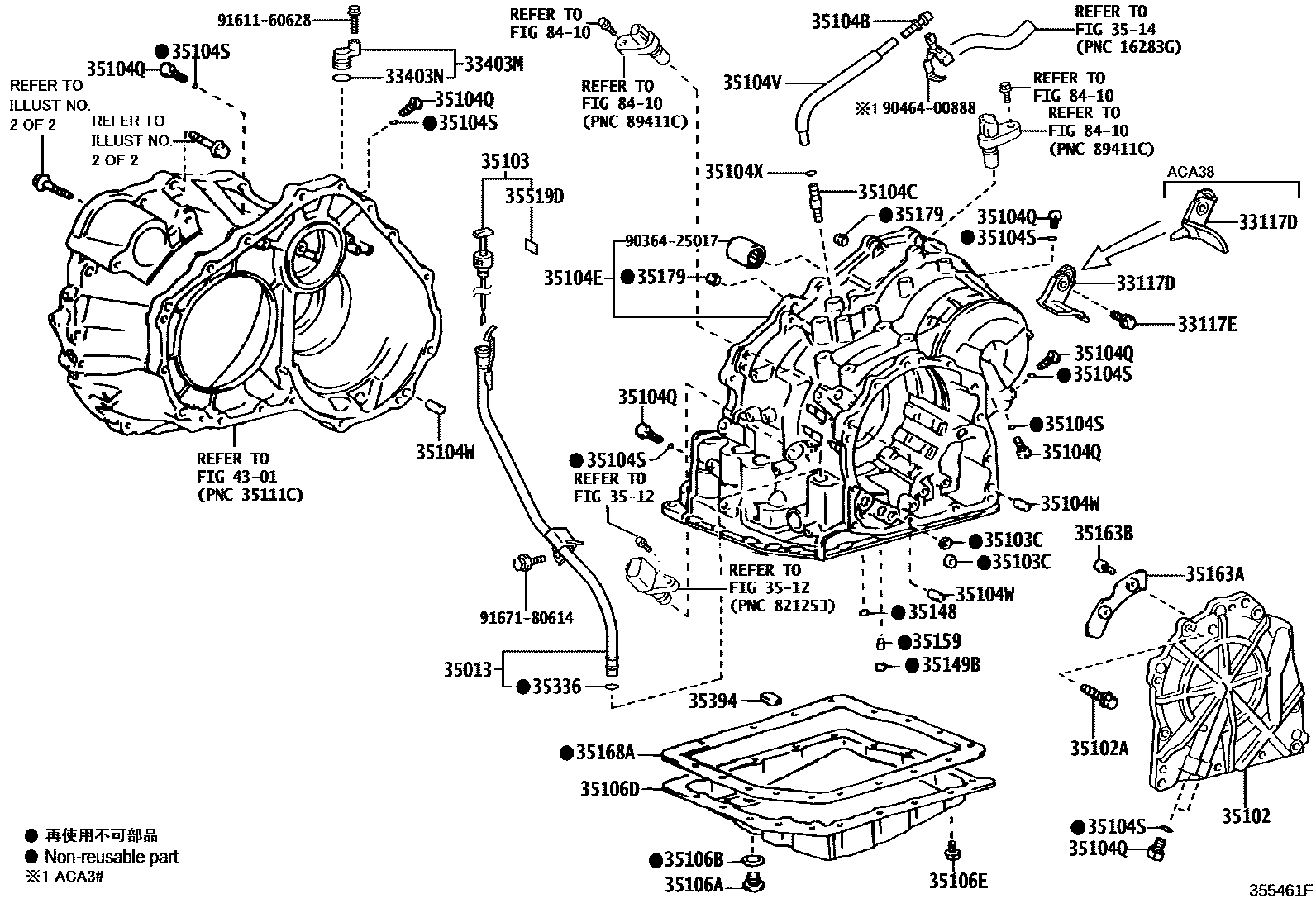 Toyota RAV4 变速器壳和油底壳(ATM) EPC diagram — 355461F