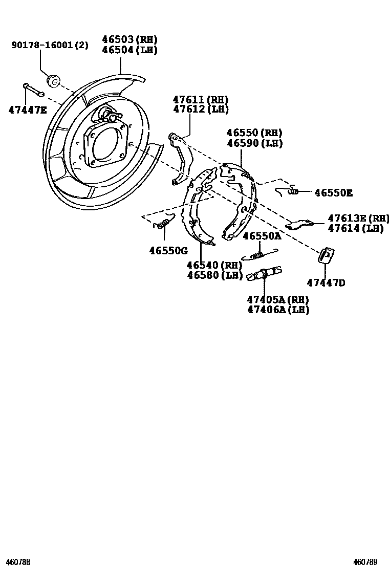 Toyota RAV4 Parking Brake & Cable EPC diagram — 460789