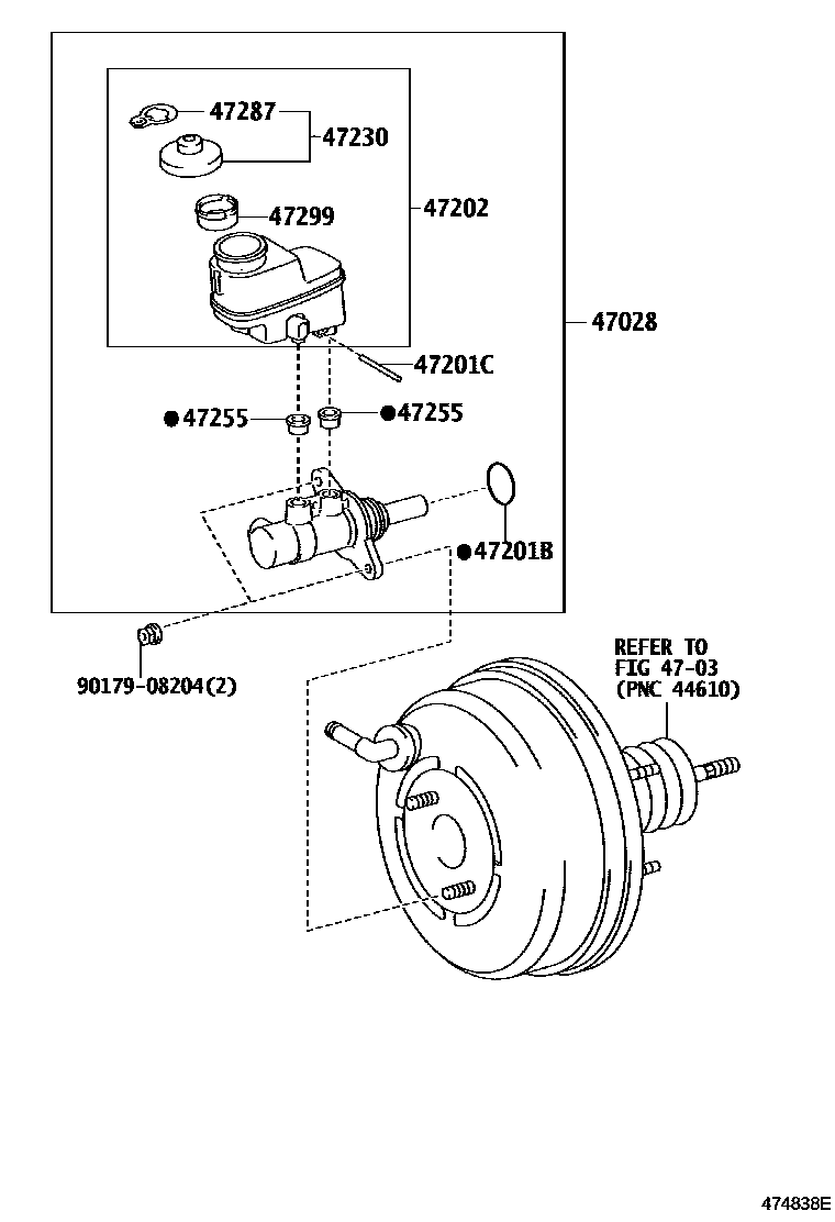 Toyota RAV4 制动总泵 EPC diagram — 474838E