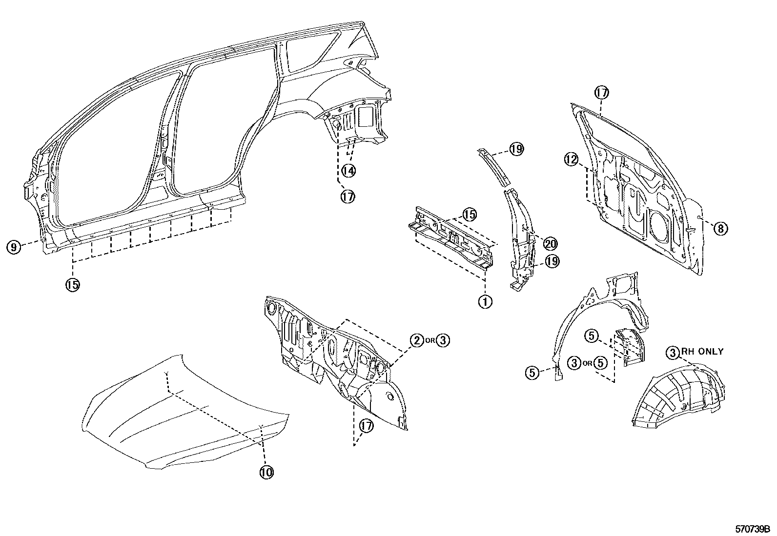 Toyota RAV4 hole plug EPC diagram — 570739B
