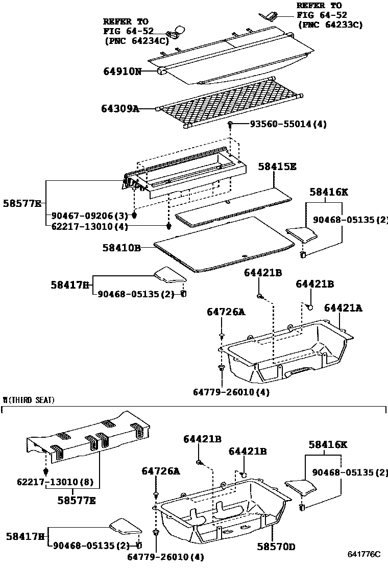 Toyota RAV4 底板和底板装饰罩 EPC diagram — 641776C