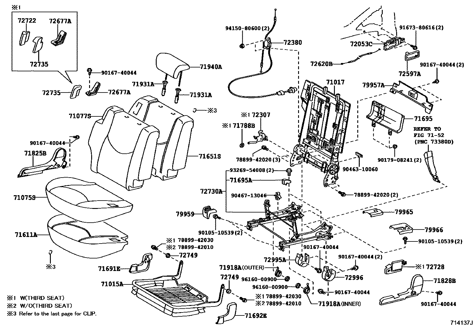 Toyota RAV4 座椅和座椅滑轨 EPC diagram — 714137J