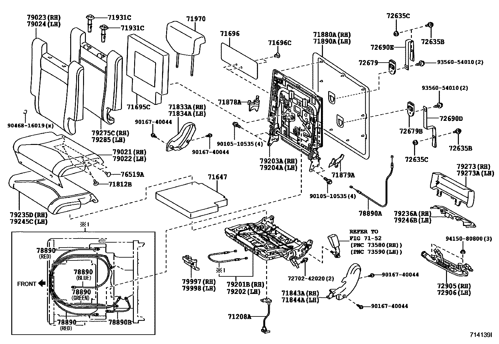 Toyota RAV4 座椅和座椅滑轨 EPC diagram — 714139I