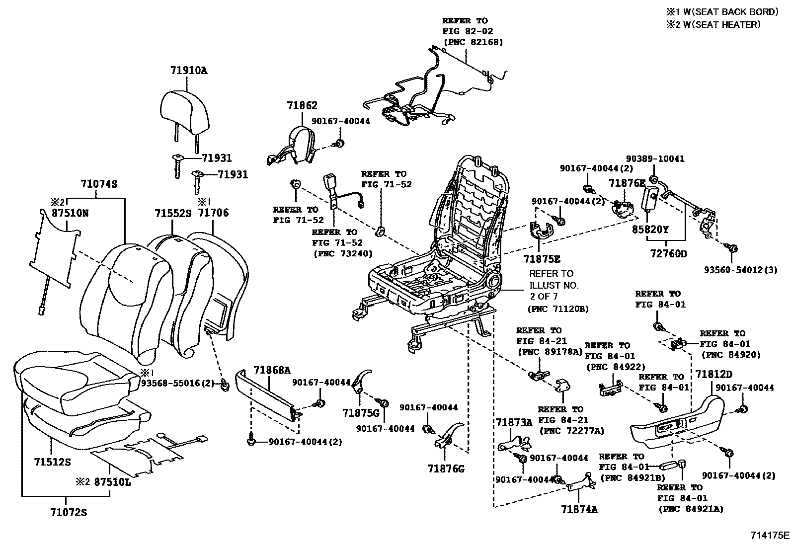 Toyota RAV4 座椅和座椅滑轨 EPC diagram — 714175E