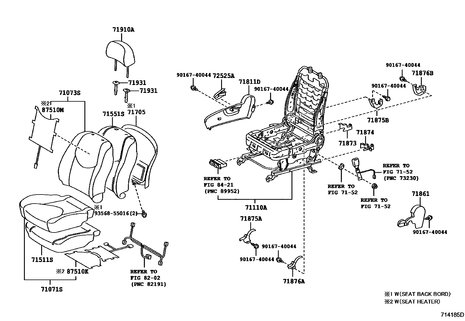 Toyota RAV4 座椅和座椅滑轨 EPC diagram — 714185D