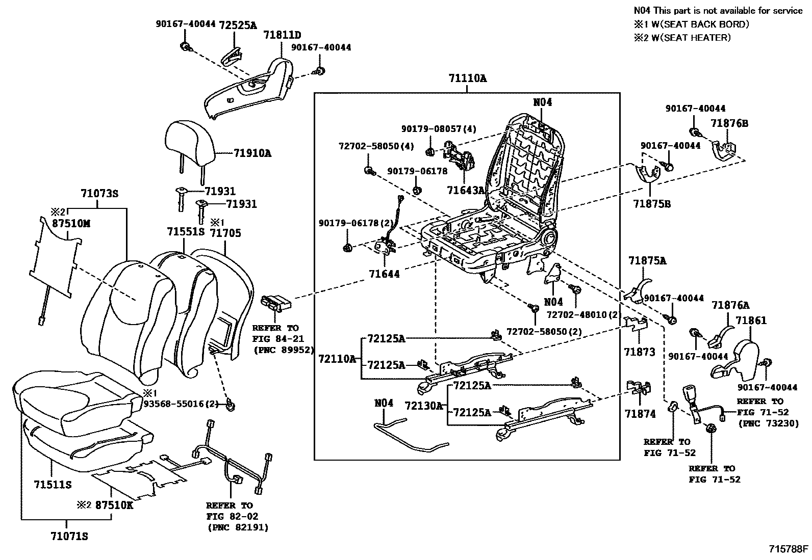 Toyota RAV4 座椅和座椅滑轨 EPC diagram — 715788F