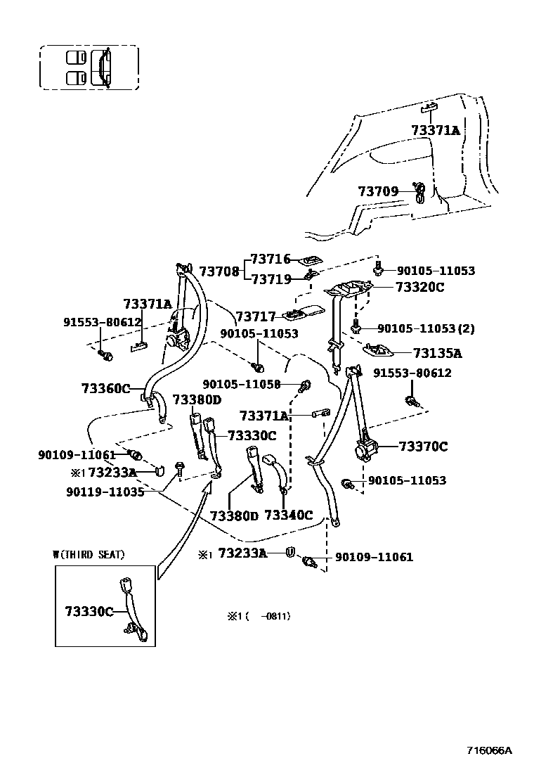 Toyota RAV4 seat belt EPC diagram — 716066A