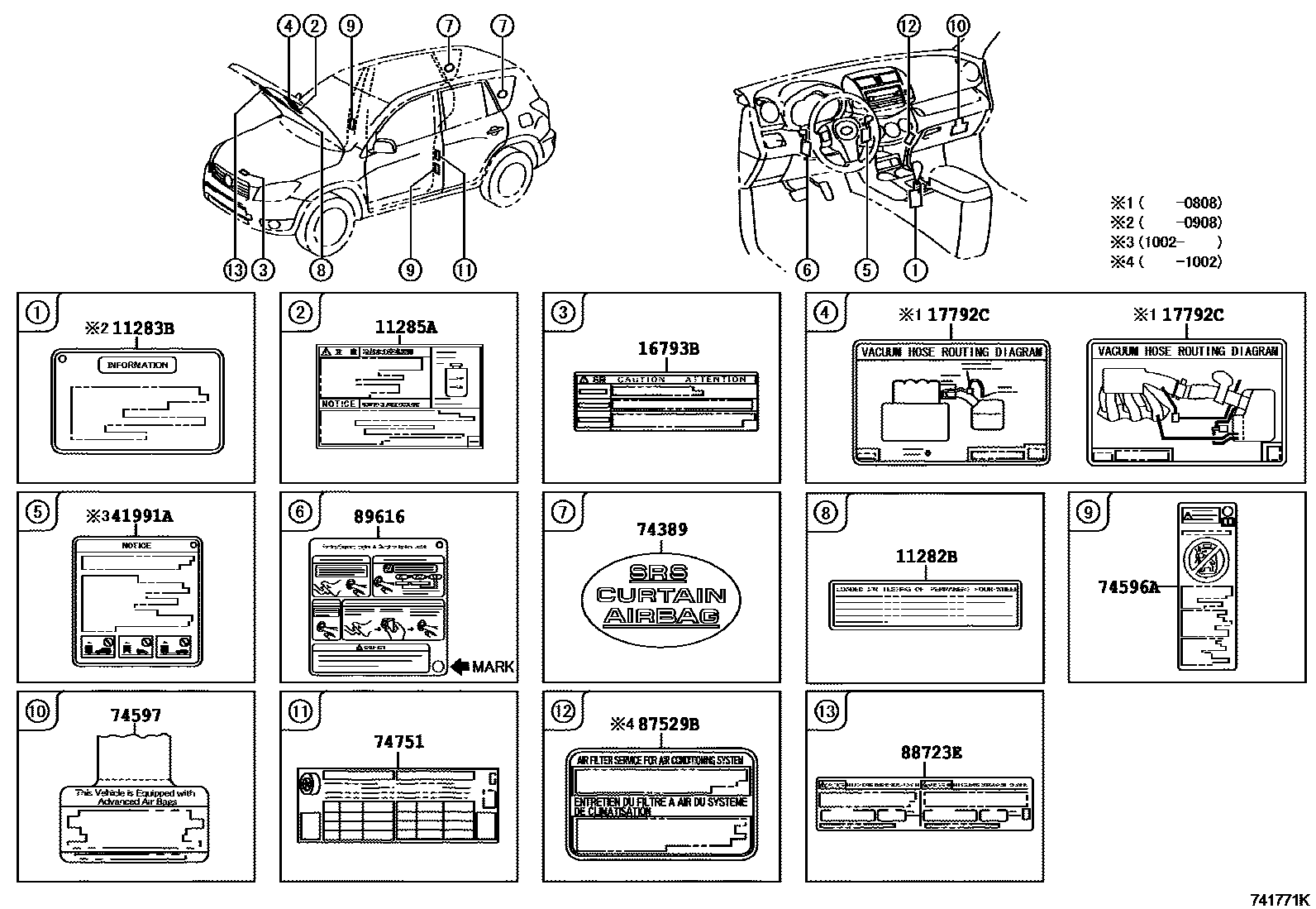 Toyota RAV4 warning nameplate EPC diagram — 741771K