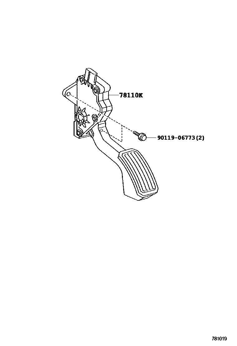 Toyota RAV4 accelerator pedal connecting rod EPC diagram — 781019
