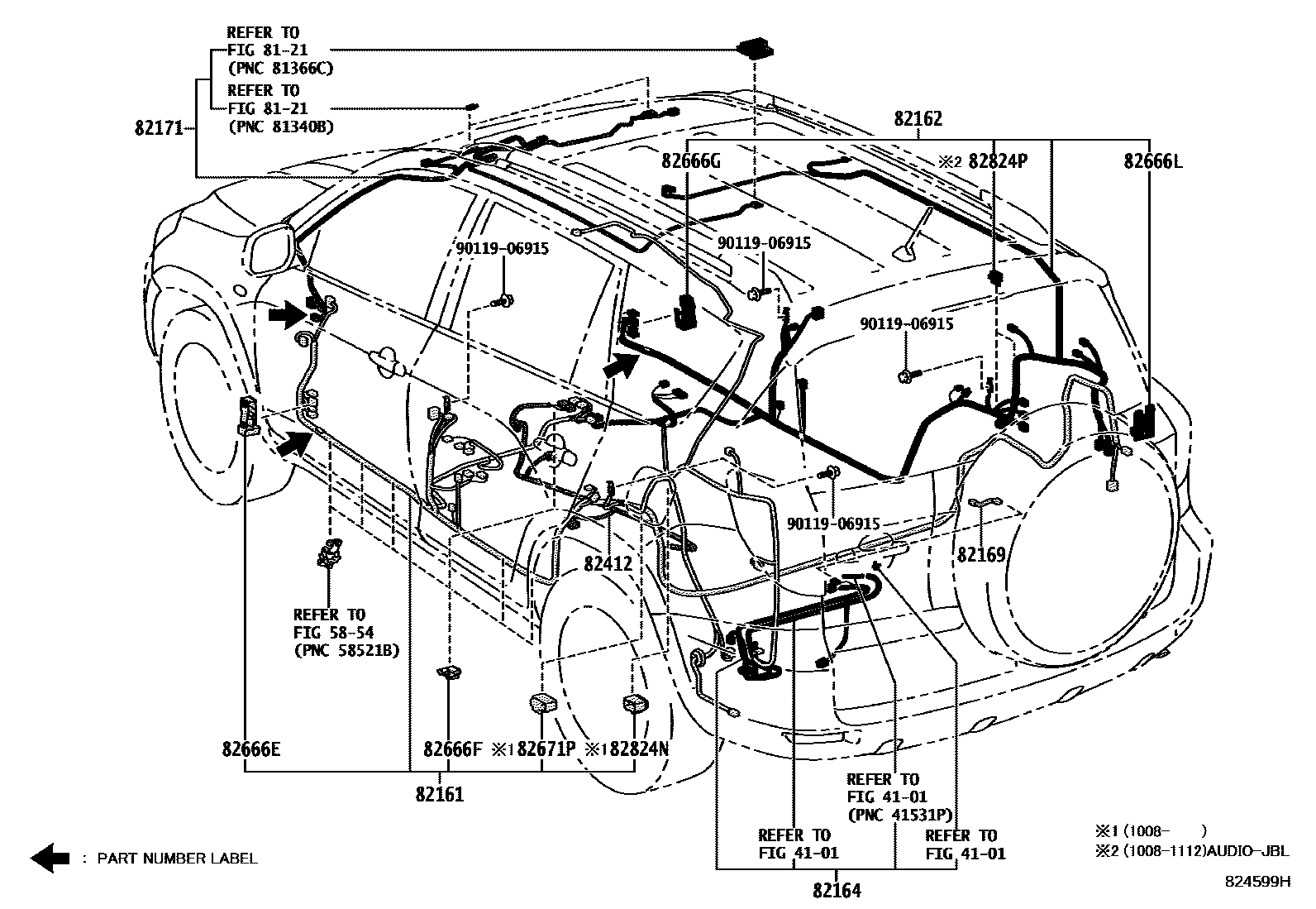 Toyota RAV4 线束和卡夹 EPC diagram — 824599H