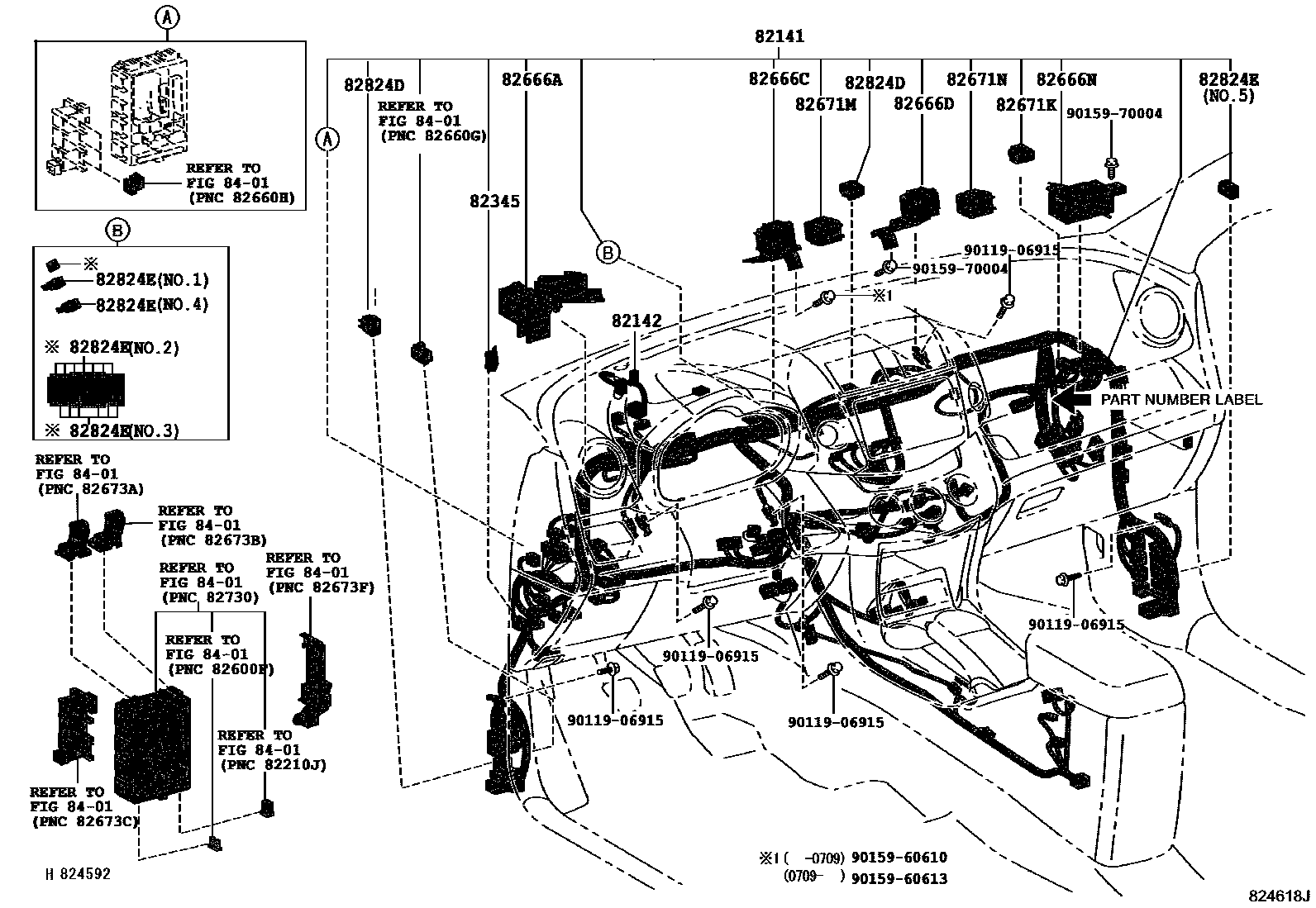 Toyota RAV4 线束和卡夹 EPC diagram — 824618J
