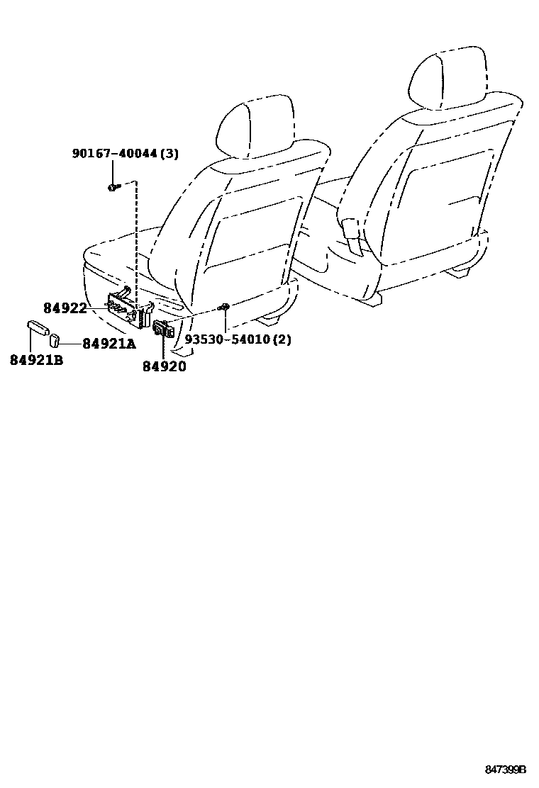 Toyota RAV4 开关和继电器和ECU EPC diagram — 847399B