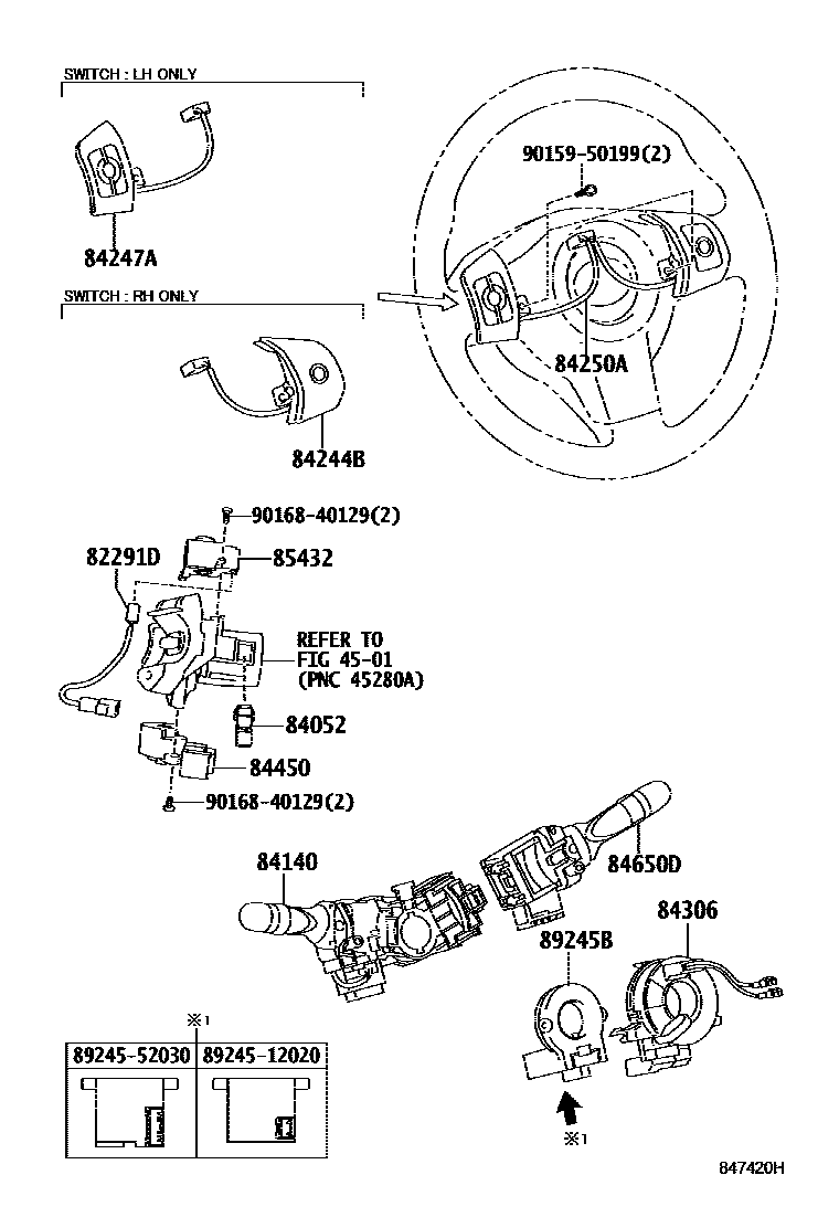 Toyota RAV4 开关和继电器和ECU EPC diagram — 847420H