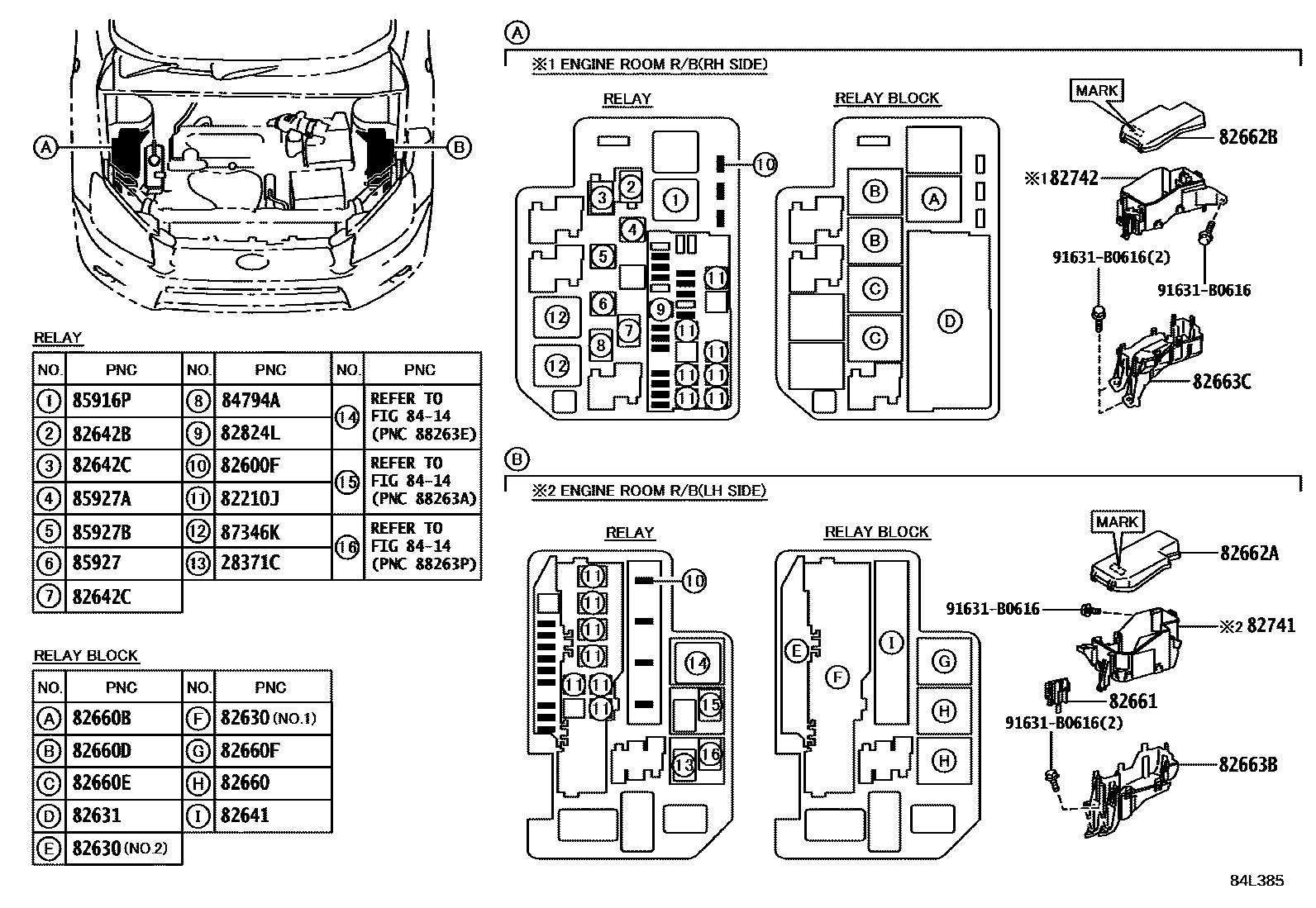 Toyota RAV4 开关和继电器和ECU EPC diagram — 84L385