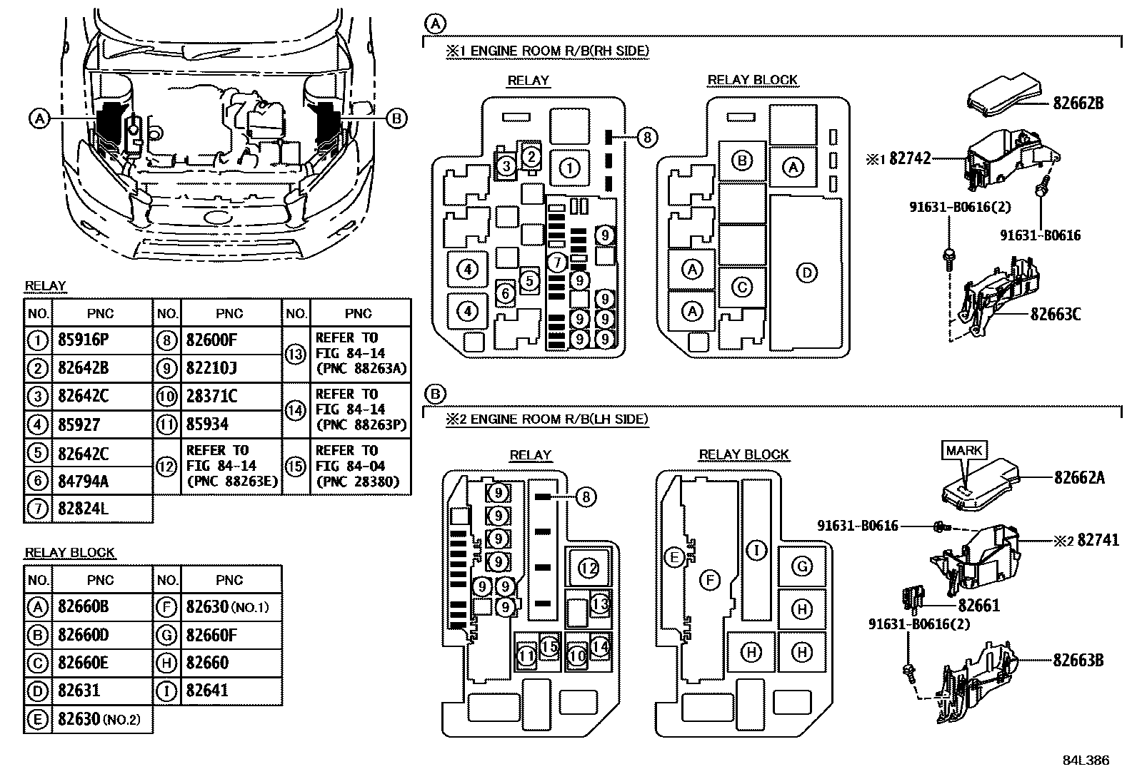 Toyota RAV4 开关和继电器和ECU EPC diagram — 84L386