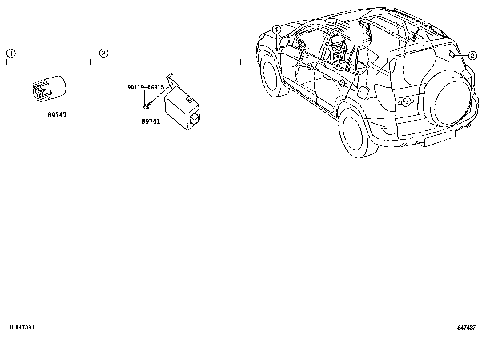 Toyota RAV4 遥控门锁 EPC diagram — 847437