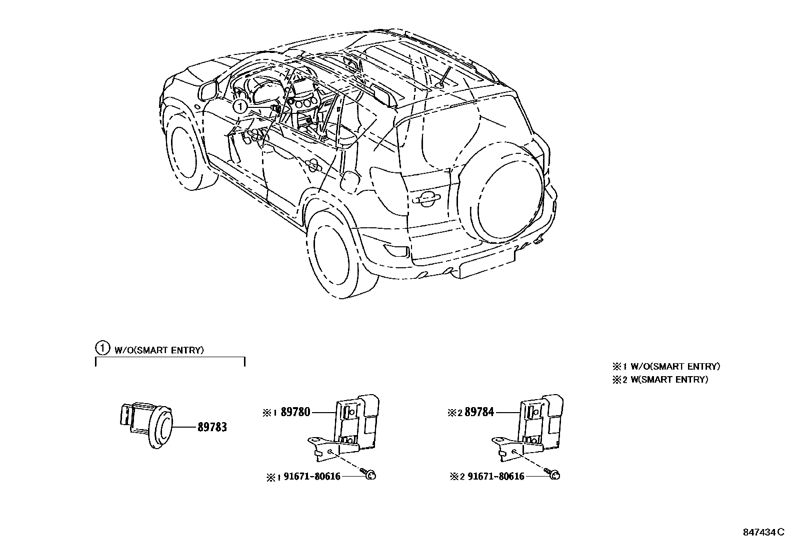 Toyota RAV4 防盗装置 EPC diagram — 847434C
