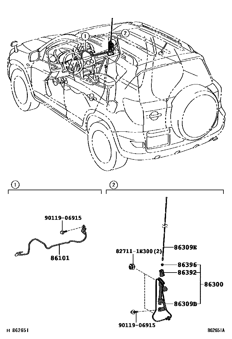 Toyota RAV4 antenna EPC diagram — 862651A
