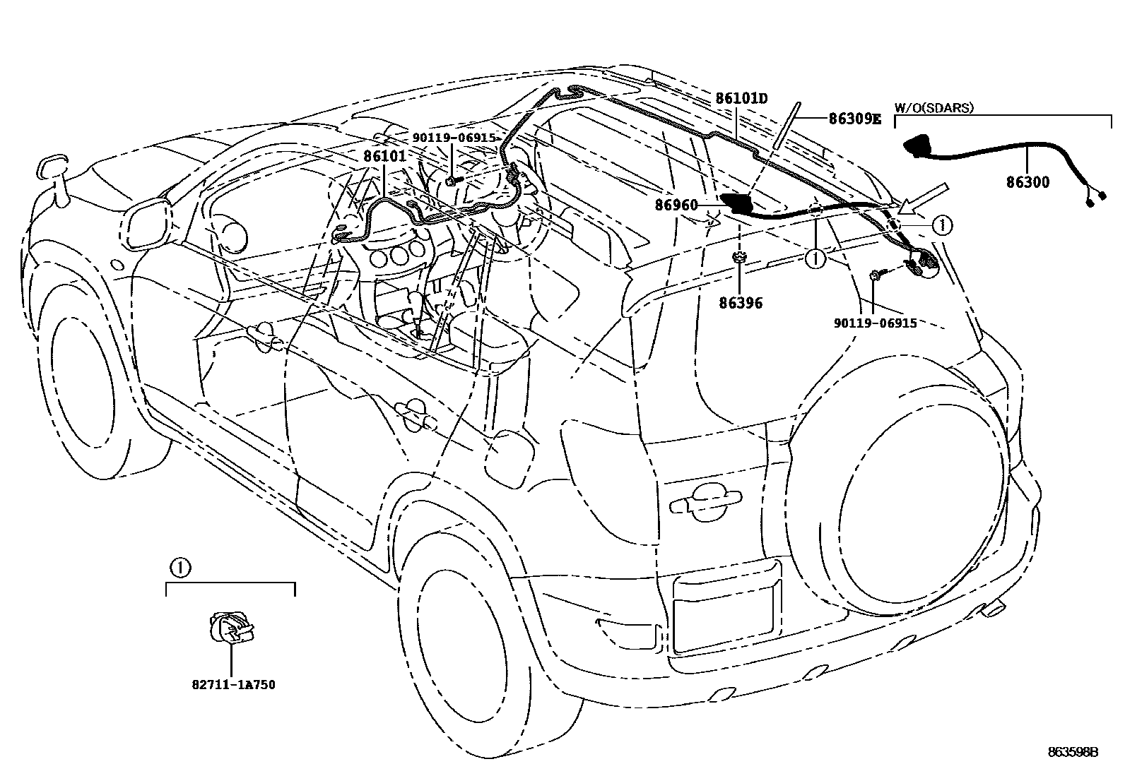 Toyota RAV4 antenna EPC diagram — 863598B