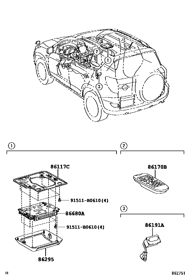Toyota RAV4 倒车影像和摄像头 EPC diagram — 862751