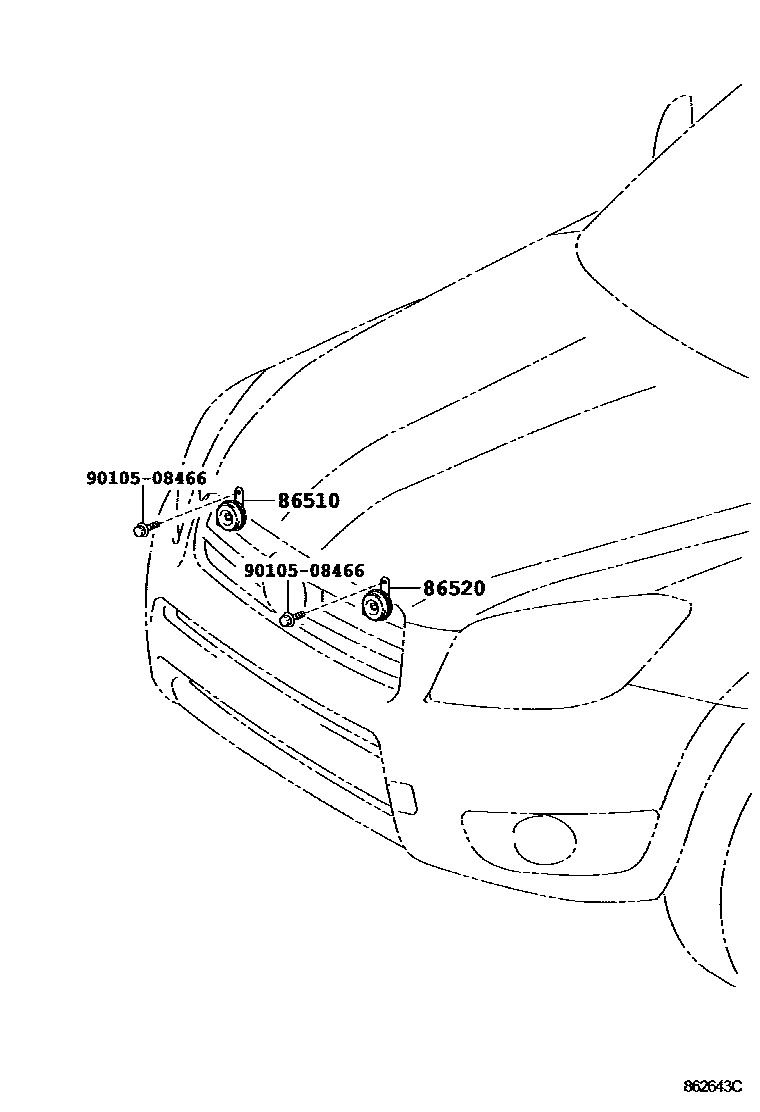 Toyota RAV4 喇叭 EPC diagram — 862643C