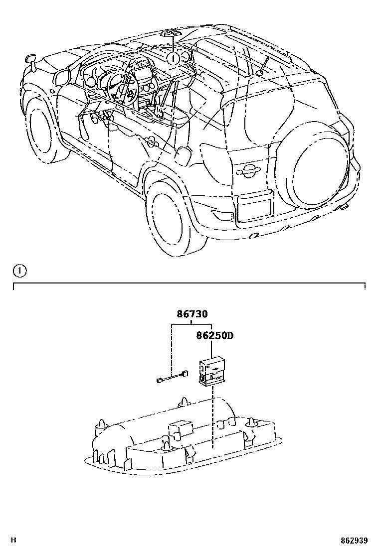 Toyota RAV4 车载电话和呼救装置 EPC diagram — 862939