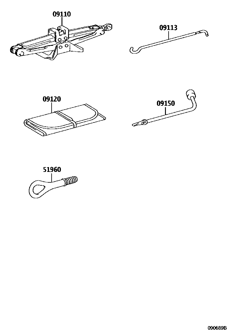 Toyota RAV4 Standard Tools EPC diagram — 090689B