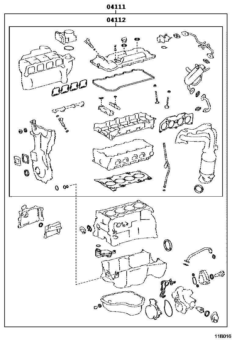 Toyota RAV4 Engine Overhaul Gasket Kit EPC diagram — 11B016