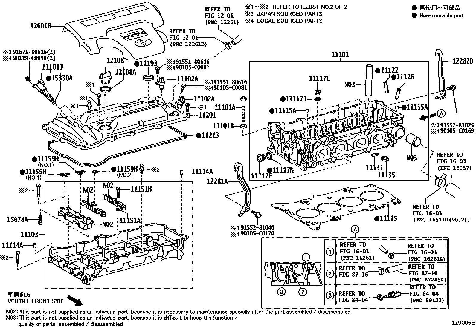 Toyota RAV4 Cylinder Head EPC diagram — 119005E