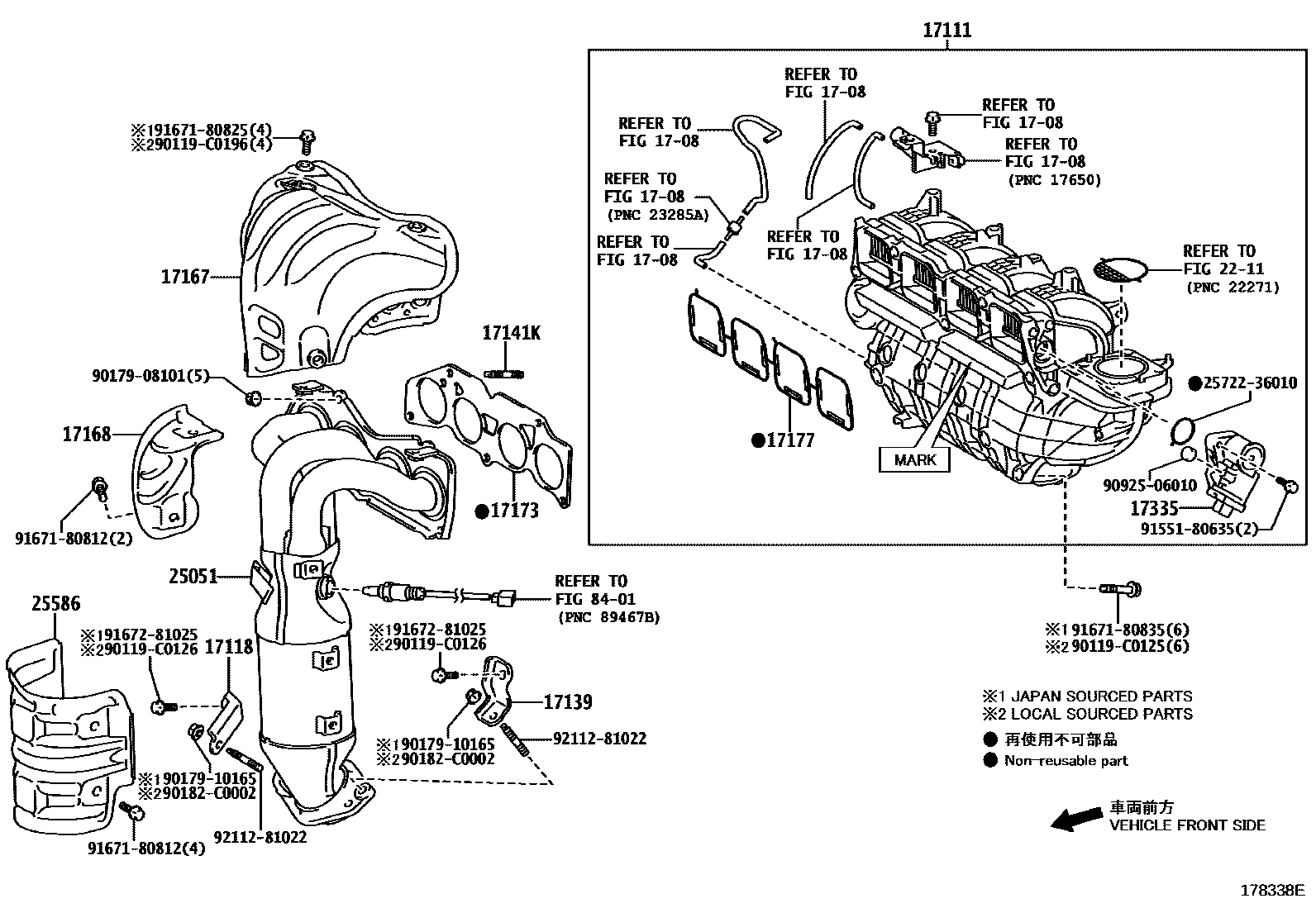 Toyota RAV4 Manifold EPC diagram — 178338E
