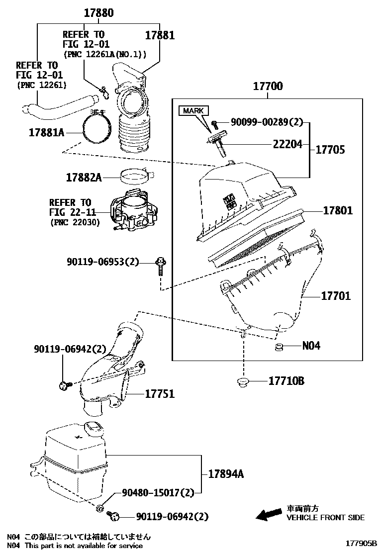 Toyota RAV4 Air Cleaner EPC diagram — 177905B