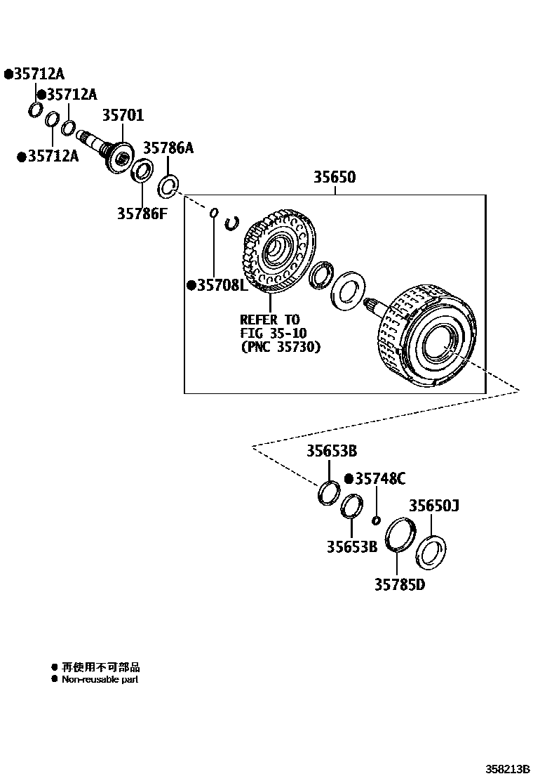 Toyota RAV4 制动带和多片式离合器(ATM) EPC diagram — 358213C