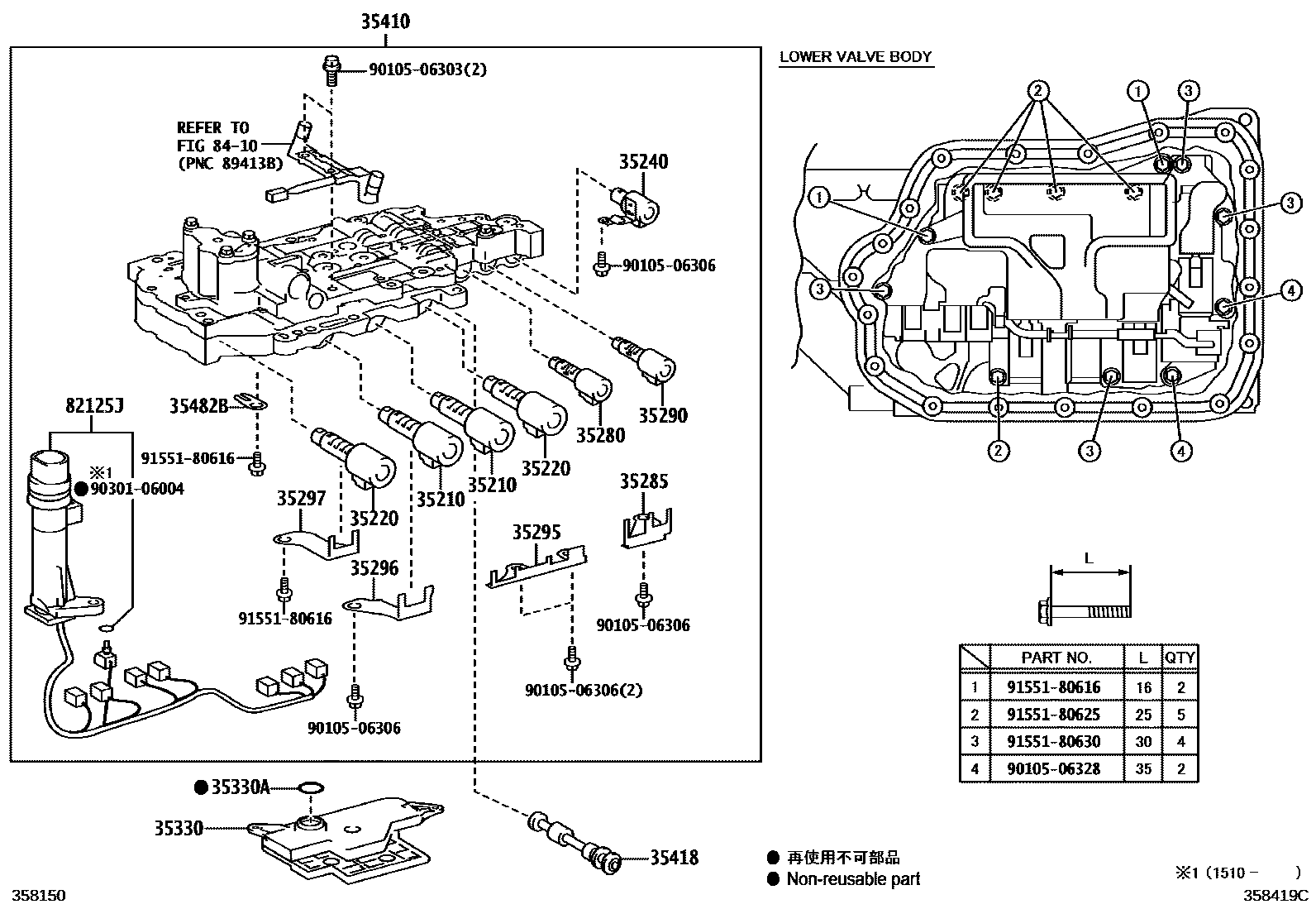Toyota RAV4 阀体和滤油网(ATM) EPC diagram — 358419C
