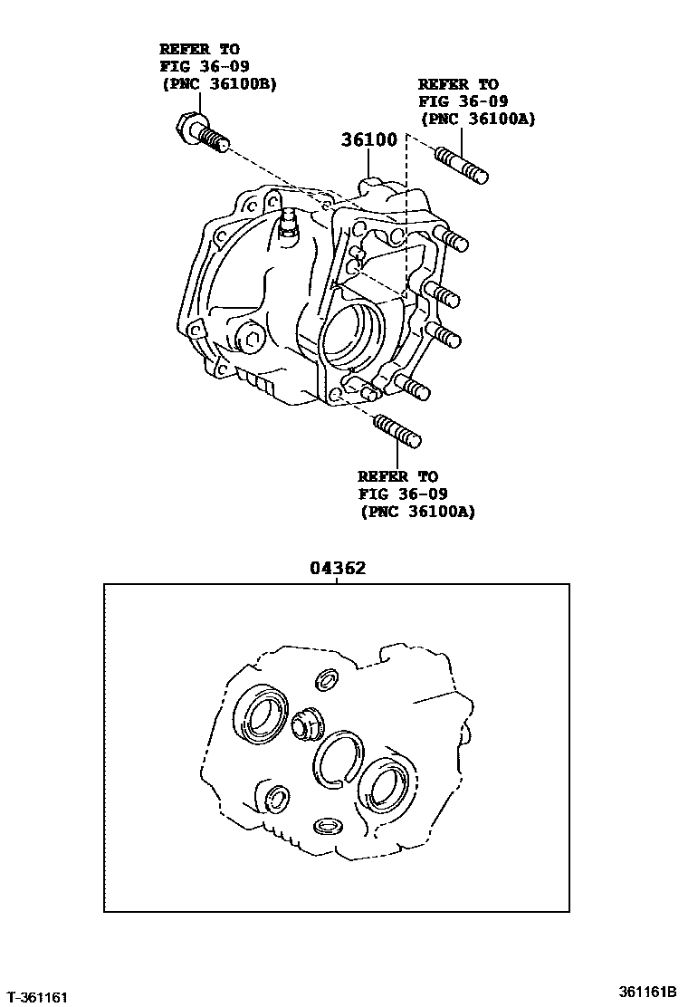 Toyota RAV4 Transfer Assembly & Gasket Kit EPC diagram — 361161B