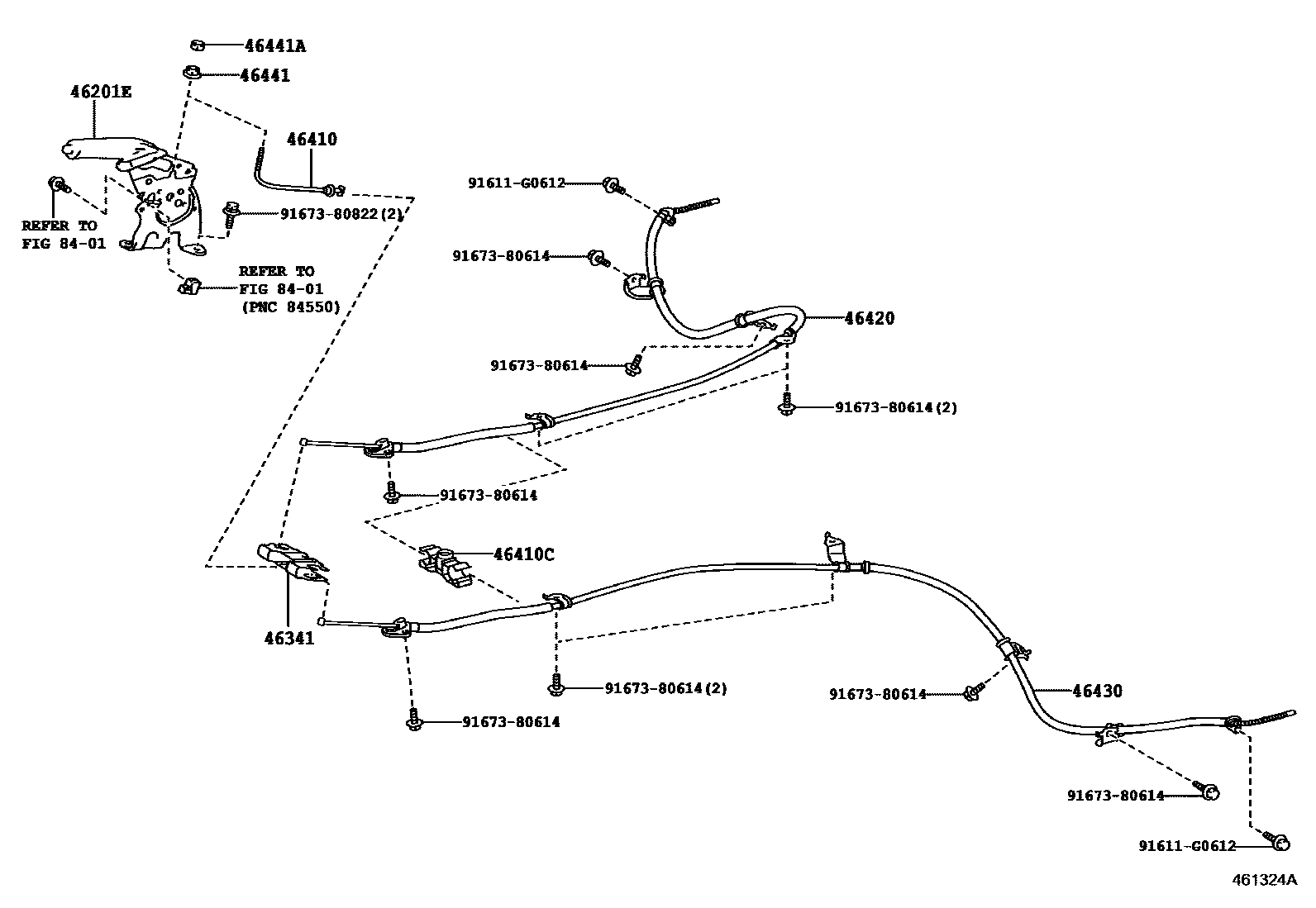 Toyota RAV4 Parking Brake & Cable EPC diagram — 461324A