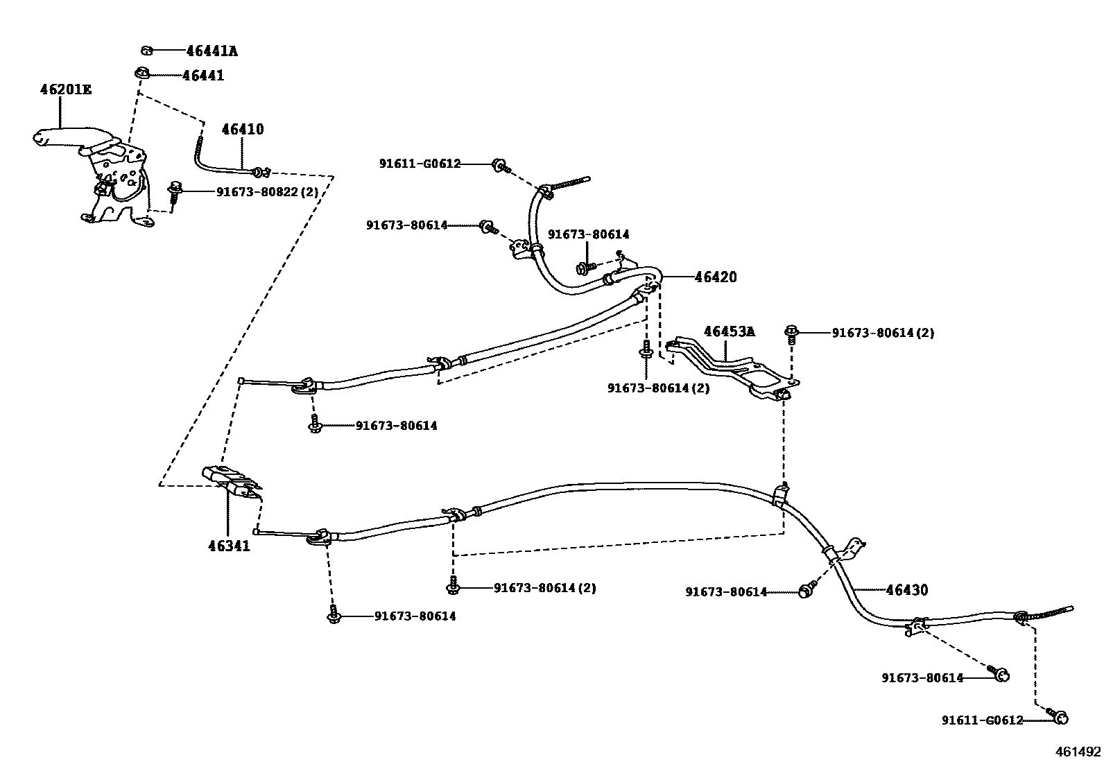 Toyota RAV4 Parking Brake & Cable EPC diagram — 461492