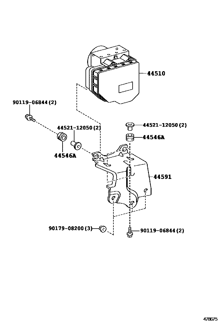 Toyota RAV4 制动配管和卡箍 EPC diagram — 478675
