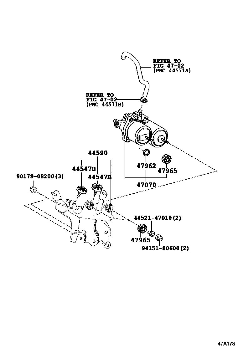 Toyota RAV4 制动配管和卡箍 EPC diagram — 47A178