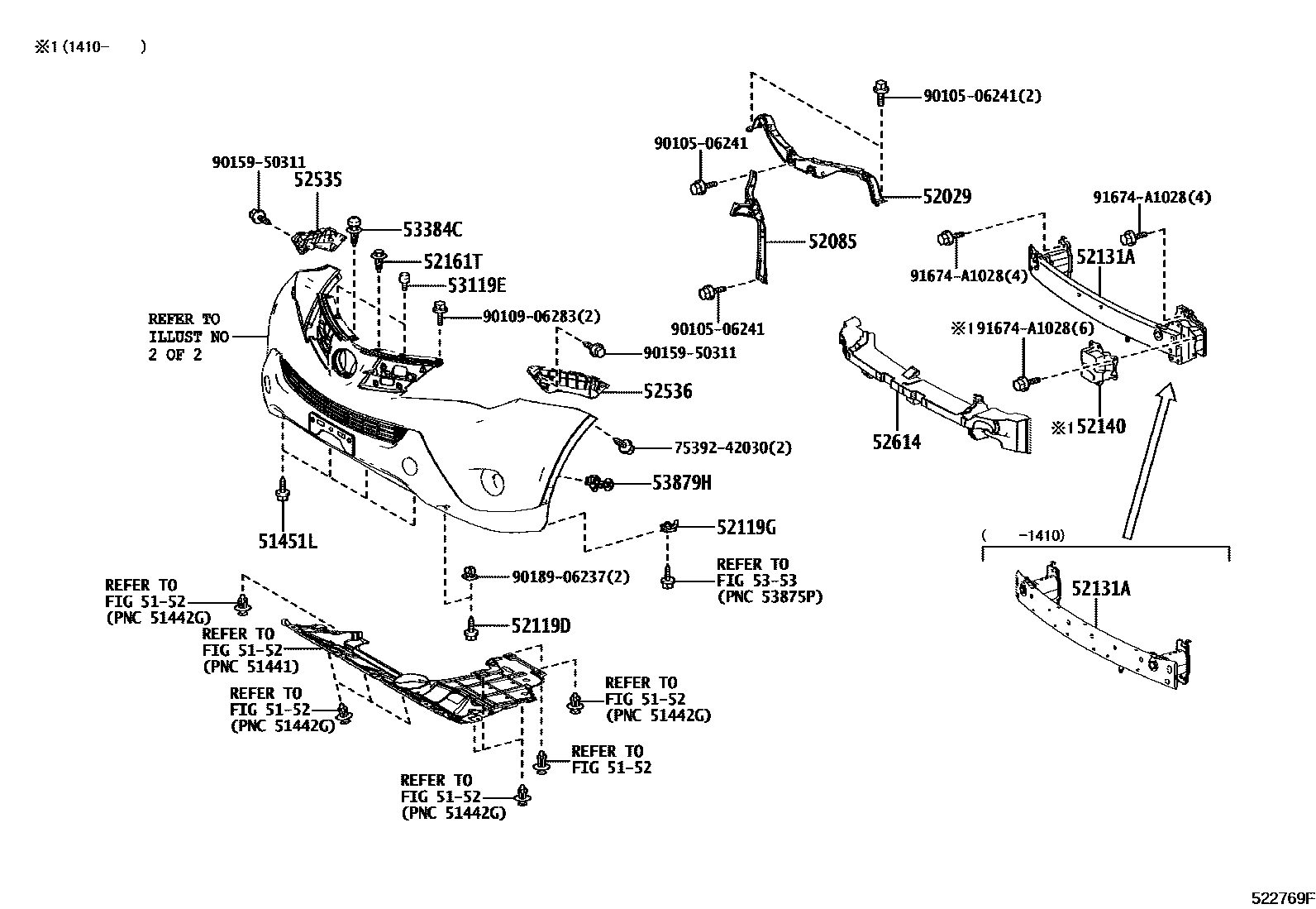 Toyota RAV4 前保险杠及附件 EPC diagram — 522769F