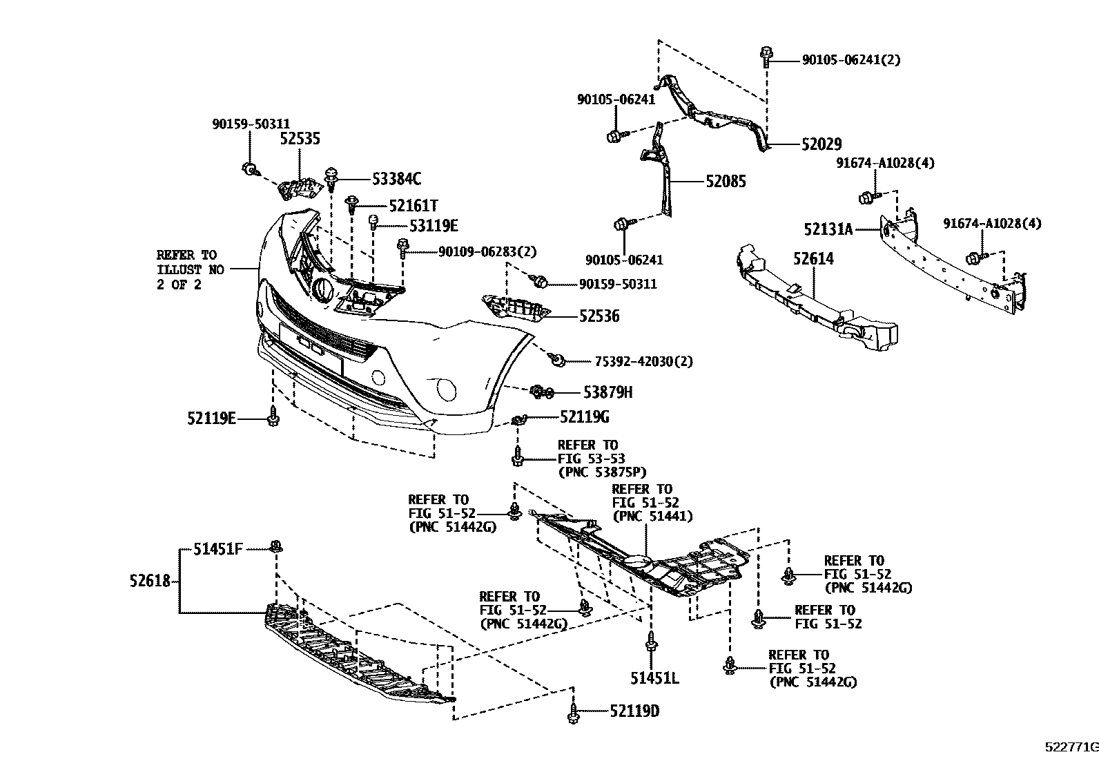 Toyota RAV4 前保险杠及附件 EPC diagram — 522771G