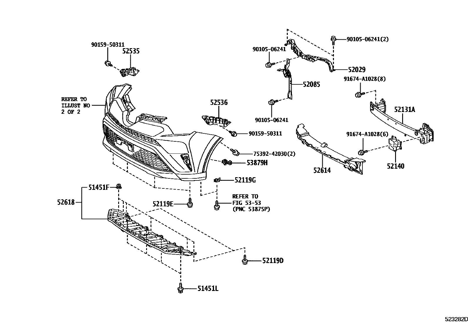 Toyota RAV4 前保险杠及附件 EPC diagram — 523282D
