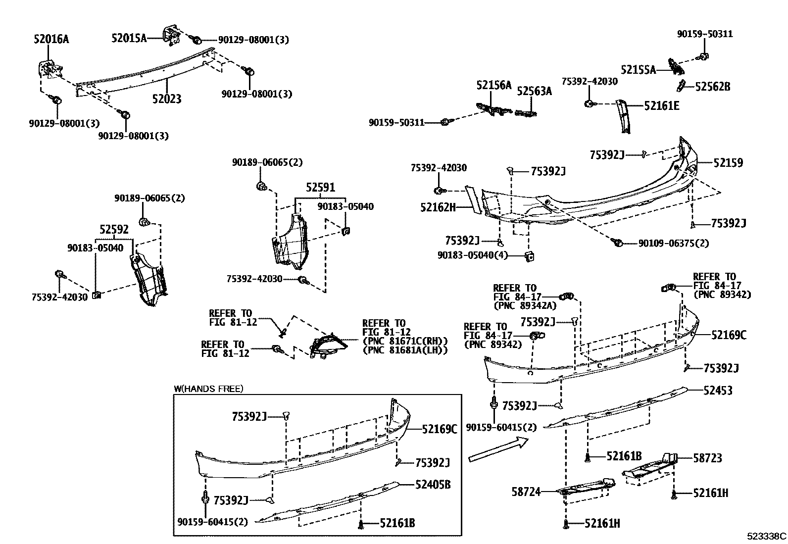 Toyota RAV4 后保险杠及附件 EPC diagram — 523338C