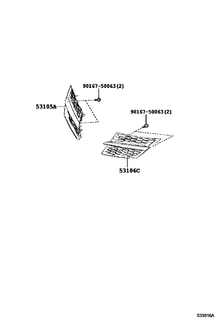 Toyota RAV4 radiator grille EPC diagram — 533916A