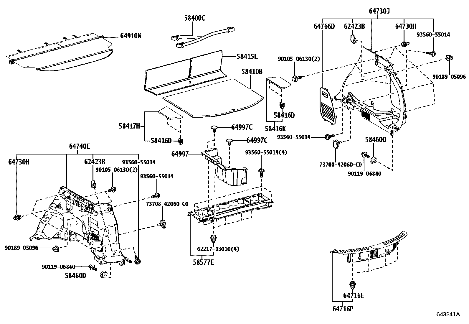 Toyota RAV4 底板和底板装饰罩 EPC diagram — 643241A